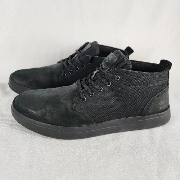 Timberland Suede Canvas Black Ankle Boots - Picture 2 of 10